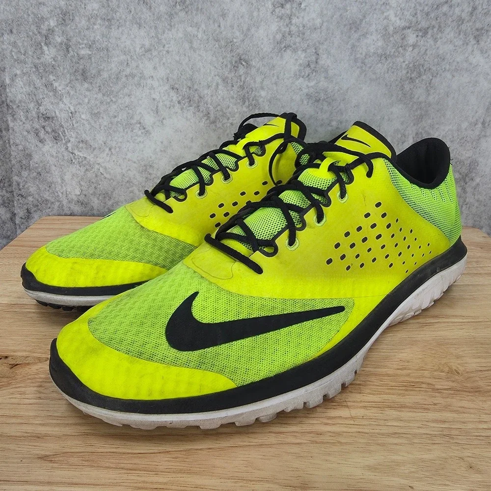 Nike FS Lite Trainer 2 Running Shoe Mens 13 Volt Neon Black White 615972-700
